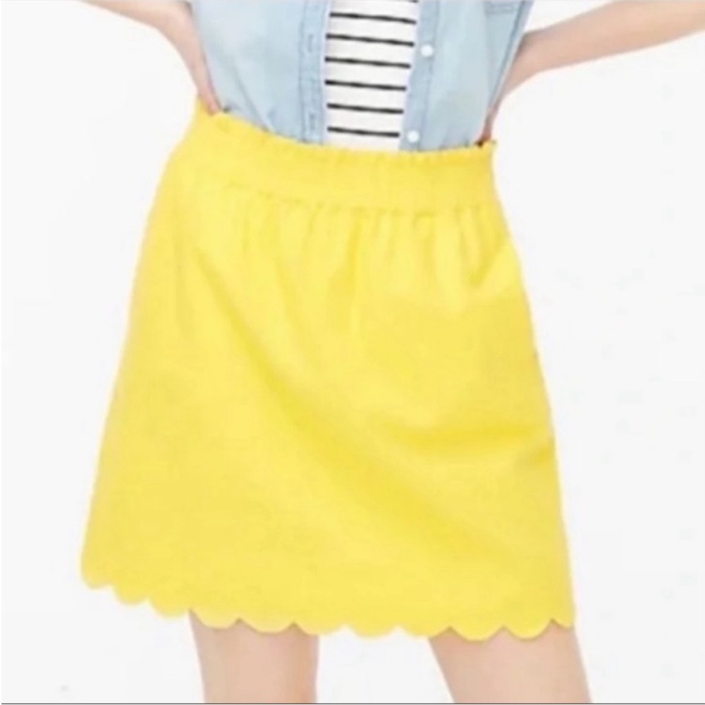 J. Crew Sunny Yellow Mini Skirt with Scalloped Hem